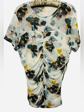 Torrid Top 2 Stretch Mesh Ruched Coffin Draped Whimsigoth Fairycore Floral 2X